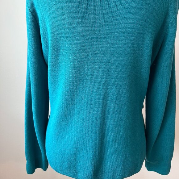 Northern Reflections Teal Cotton Knit Cardigan/Jacket Button Detail Pleats, Sz M - Picture 5 of 12